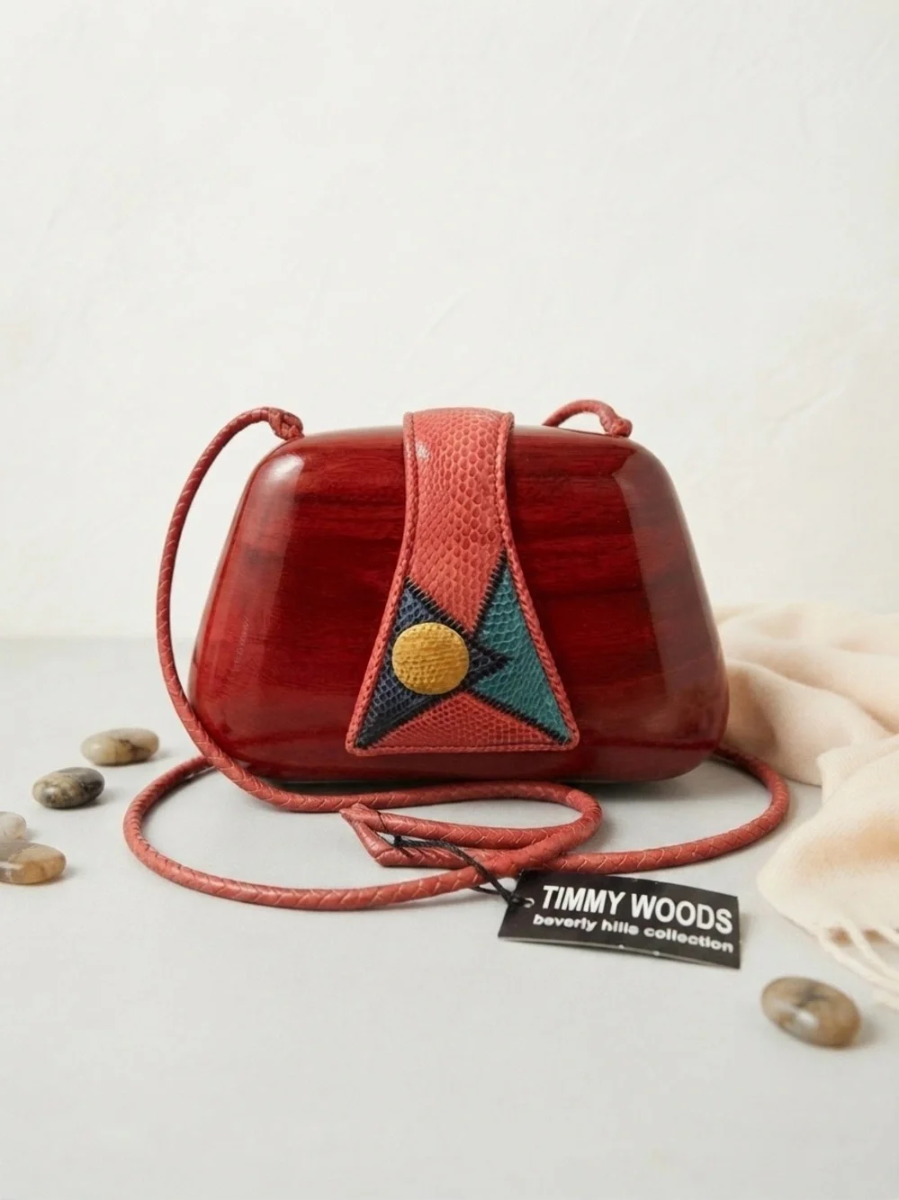 Timmy Woods Beverly Hills Collection – Handcrafted Monkey Pod Wood Handbag (NWT)